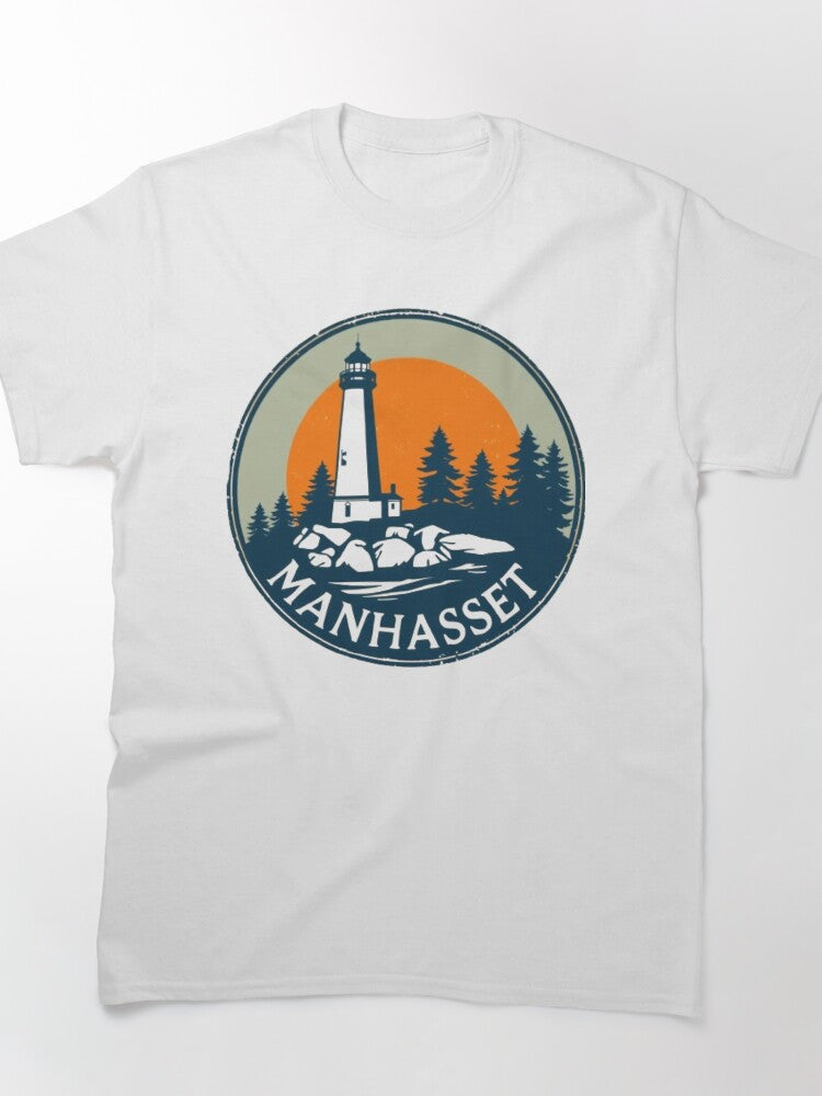 Manhasset Lighthouse Vintage Coastal Travel Design Classic T-Shirt