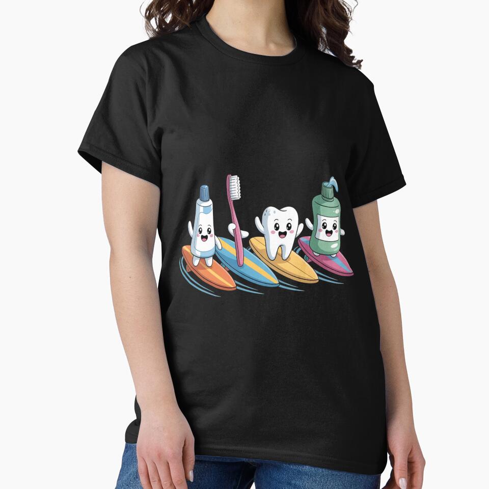 Tooth Surf Surfboard Beach Summer Dental Hygienist Classic T-Shirt