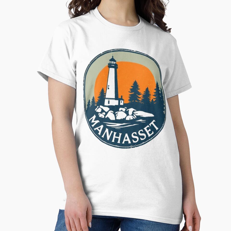 Manhasset Lighthouse Vintage Coastal Travel Design Classic T-Shirt