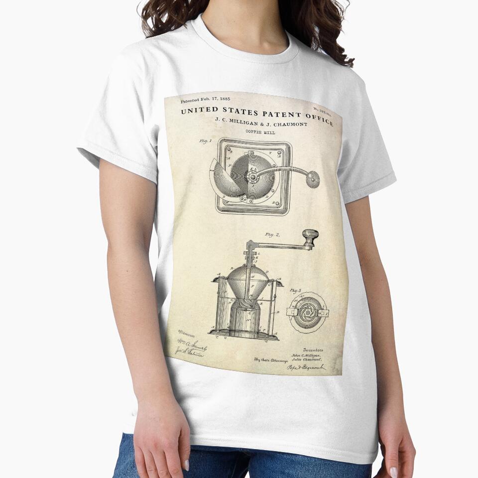 Coffee Mill Vintage Patent Classic T-Shirt